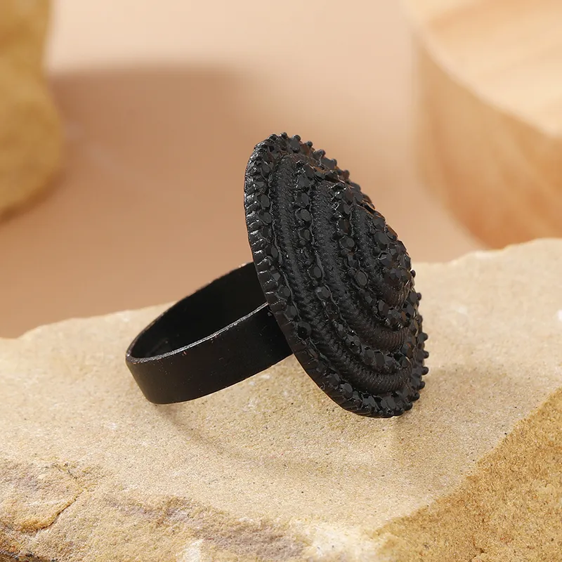 Black Spiral Statement Ring