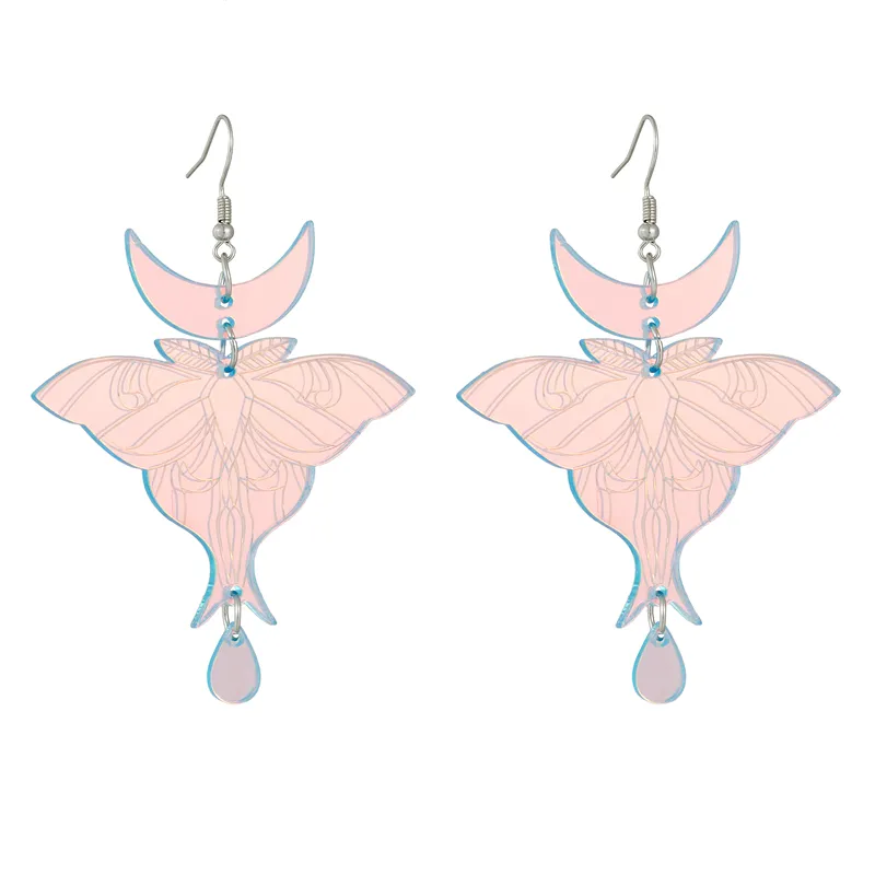 Artistic Insect Moon Acrylic Drop Earrings
